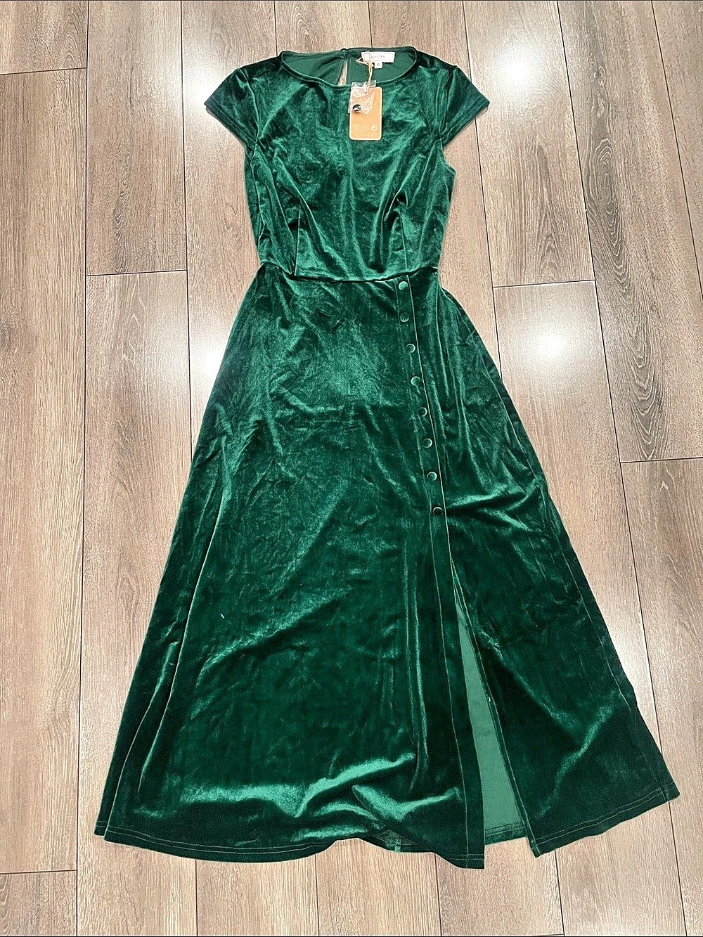 RIHOAS Velvet Maxi Dress Green Size XS NWT